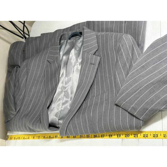 Lauren Ralph Lauren Blazer Mens 40R Gray Pinstripe Wool Blend Old Money Career - Picture 7 of 9